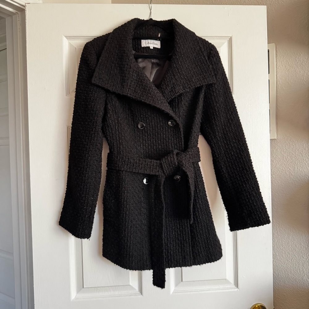 Calvin Klein Textured Black Peacoat